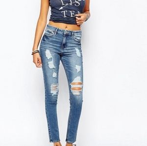 HOLLISTER Womens Teen Super Skinny High Rise Shredded Jeans Size 0 / 24